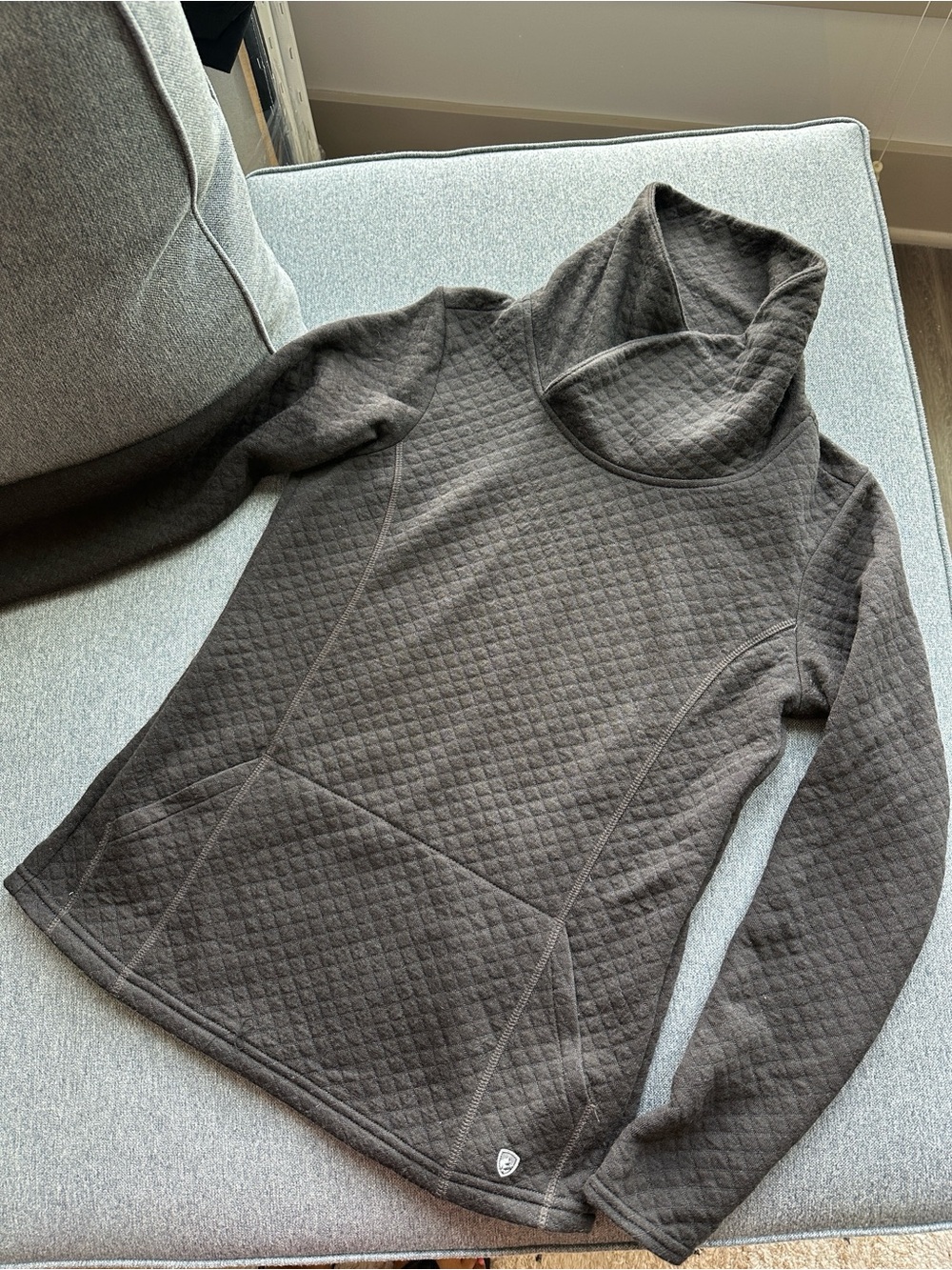 KUHL Cowl Neck Quilted Charcoal Pullover